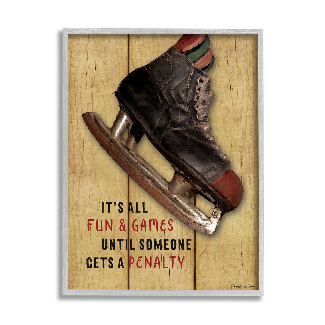 Stupell Industries Fun And Games Until Penalty Phrase Hockey Skate Framed Wall Art